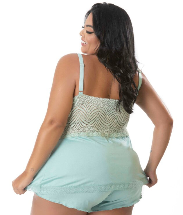 Baby Doll Plus Size com renda – Rose