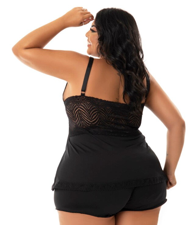 Baby Doll Plus Size com renda – Rose