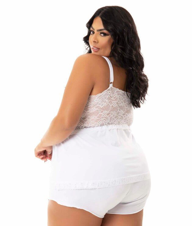 Baby Doll Plus Size com renda – Rose