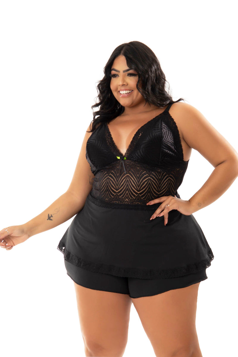 Baby Doll Plus Size com renda – Rose