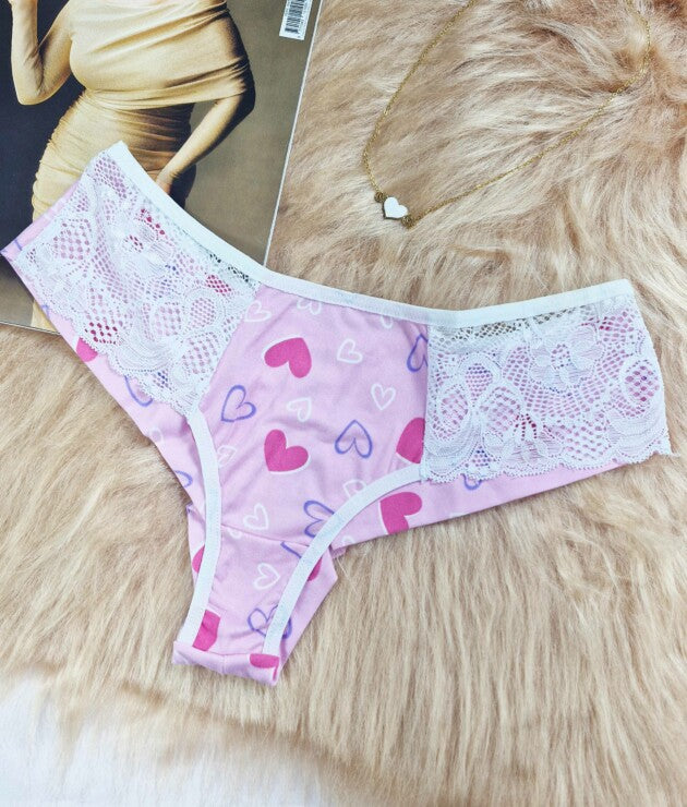 Calcinha em Suede Estampado com Renda – Rafaella