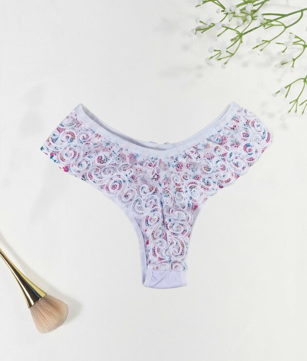 Calcinha Fio Duplo Estampado com Forro de Renda – Caren