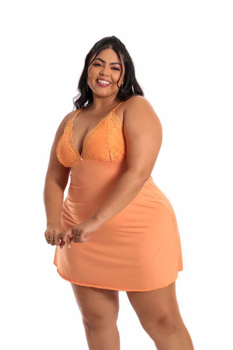 Camisola Básica Plus Size com Renda – Juliana