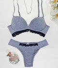 Conjunto de Bojo Mescla com Detalhe em Renda – Mel