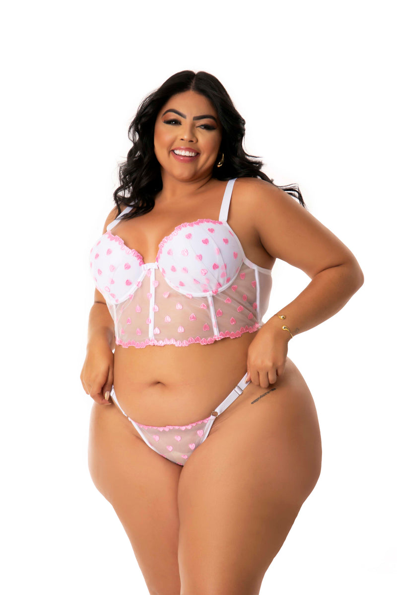 Conjunto Sexy Plus Size em Tule Desenhado – Britney